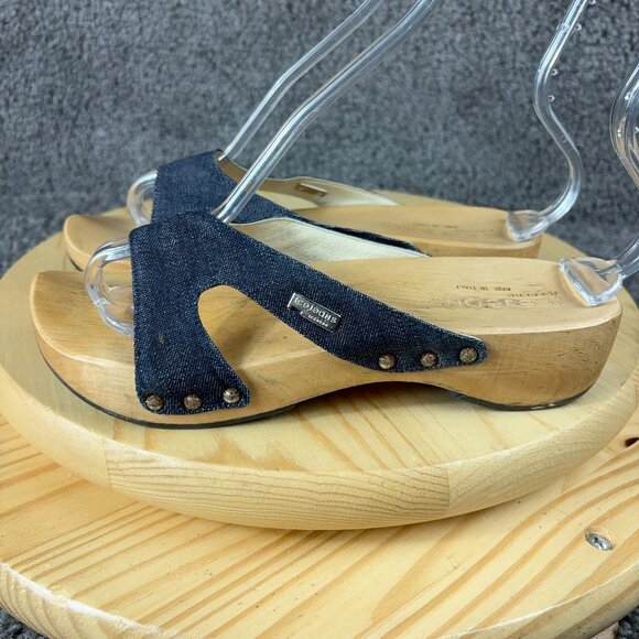 Iceberg Sandals Womens Size 8.5 EU 39 IceJeans Wood Platform Clog Made in Italy - Picture 1 of 8
